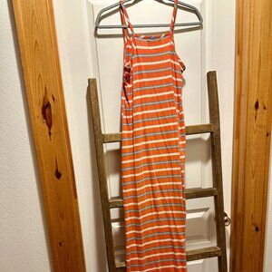 Free People Orange, Blue, White Striped Maxi Dress M